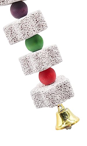 2 Pack 27 Inches Extra Long Bird Chewing Toy, Parrot Beak Grinding Calcium Stone with Bells, Bird Cage Accessories, Cage Toys for Cockatiel Parakeet Parrot Budgies Rat Hamster Rabbit African Grey - color: White, size: 27.55 inch Long
