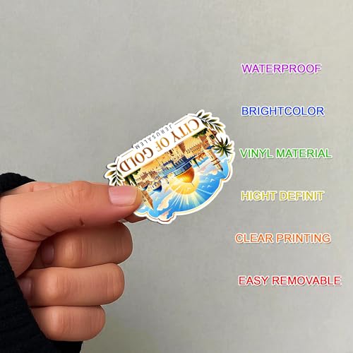 100 PCS Israel Travel Stickers Pack, Landmark Food Nature Flag | 9 Pre-cut Sheets, Vinyl Waterproof Sticker for Water Bottle Laptop Scrapbook Helmet, Gifts for Adults Teens Students - color: Israel Travel Sticker