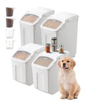 VEVOR Rice Storage Container, 3.5Gal/15Lx2 + 4.5Gal/20Lx2 Large Dog Food Dispenser Bin, Kitchen Ingredient Grain Cereal Bin, Pet food Containers with Wheels, 4 Measuring Cups, Airtight Lid, 4 Pack - size: 4.5 Gallon*2+3.5Gallon*2
