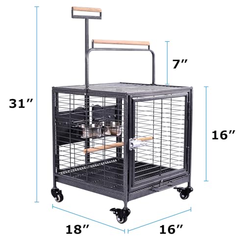 Travel Bird Cage, Easy to Wheel or Carry. Castor Wheels Included