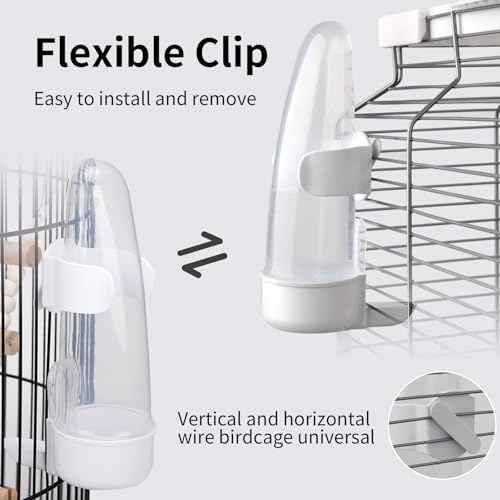 Bird Feeder Automatic Bird Water Dispenser Set for Cage No Mess Parakeet Cage Water Dispenser PP Material, 200ml/6.8fl oz (2PCS) | Durable shatter-resistant plastic, tool-free setup, easy daily cleaning, suits parakeets finches canaries