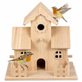 Balacoo Wood Birdhouse 7.87 Inch Unpainted Hanging Nest for Birds | Unpainted solid wood, hanging or tabletop setup, garden patio display, 4.92 x 7.87 x 7.87 inch, check entry size