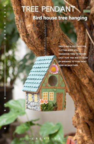 Outdoor Hanging Bird Nests, Hummingbird Houses, Garden Tree Decorations, Resin Ornaments - style: Simulated House