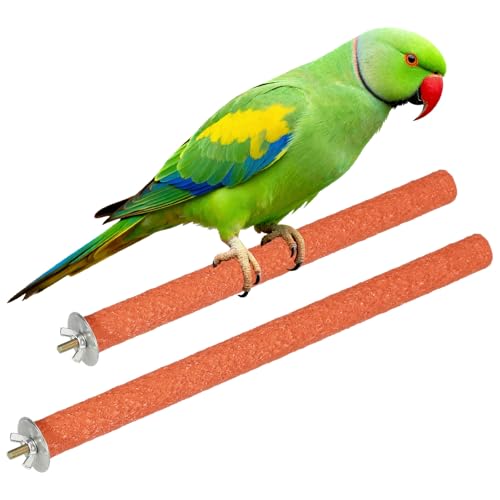 Bird Cage Perch, Colorful Parrot Grinding Claw Sticks, Platform Paw Stand Toy 10/12 Inch, (Wooden, Orange, 2Pcs), Intended for Small Medium Birds/Parrots/Finches/Lovebird - color: Orange, size: 10/12 Inch