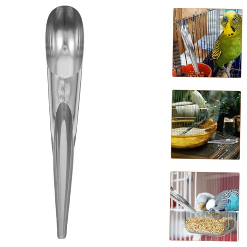 BESPORTBLE Stainless Steel Bird Feeder Filler Scoop Parrot Food Filling Scoop Tool Bird Feed for Indoor Outdoor Use 8.07 in Feeding Accessory for Easy Food Refills