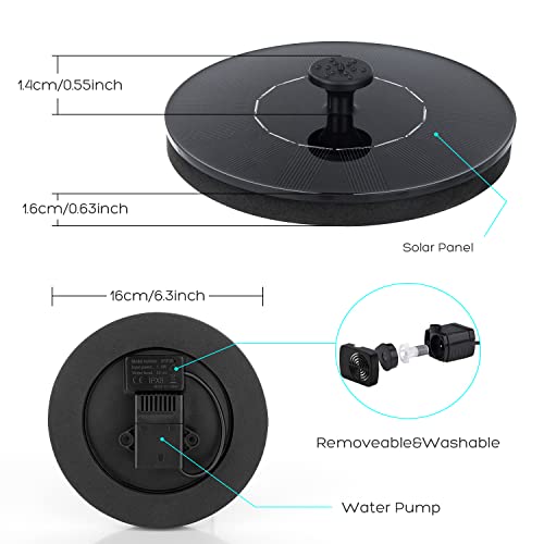 Mademax Solar Bird Bath Fountains, Upgrade 1.4W Solar Fountain Pump with 8 Nozzles & 4 Brackets, Free Standing Floating Solar Powered Water Fountain Pump for Bird Bath, Garden, Pond, Pool, Outdoor