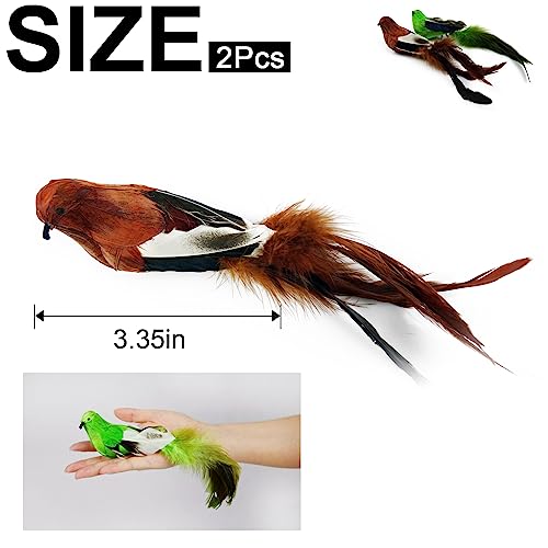 TTcat 2 Pack Realistic Bird Cat Toys, Natural Feather Simulated Bird Kitten Interactive Hunting Play Toy, Lightweight Indoor Cat Exercise Toy for Indoor Cats and Kitten.