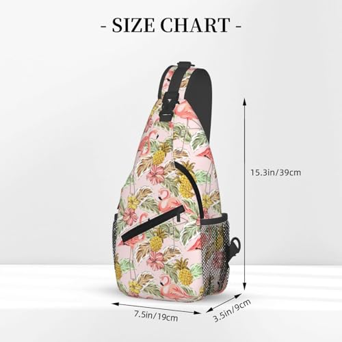 Tropical Pink Flamingo Sling Bag for Women, Crossbody Bag Bird Pineapple Sling Backpack for Men, Casual Shoulder Bags Lightweight Gym Outdoor Sports Travel Hiking Fishing Daypack - color: Flamingo Pineapple