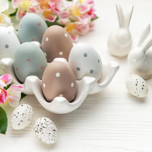 uxcell Ceramic 6 Cups Egg Tray Holder, Porcelain Eggs Container for Home Countertop Kitchen Storage Refrigerator Fridge Decorative Serving Display, Light Blue - color: Light Blue