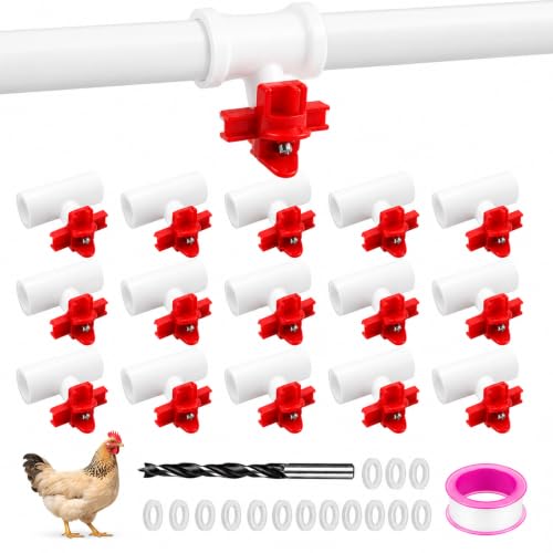 15-Pack Horizontal Chicken Nipples Waterer with 1/2" PVC Tee Fittings, Automatic Poultry Waterer Kit for DIY Chicken Duck Quail Watering System, Side Mount Drinker