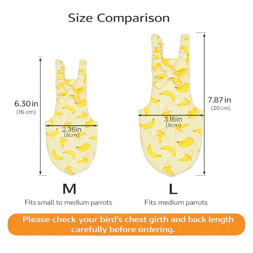 Bird Diaper and Leash Set with Harness | Cockatiel/Sun Conure/Quaker Parrot Diaper Leash, Medium Bird Flight Suit Set for Outdoor Flying & Training (M)