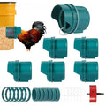 Chicken Feeder No Waste, 6 Ports Automatic Poultry Feeder with Covers & Hole Saw, Rain Proof Chicken Feeder Port for Buckets, Bins & Barrels - color: Green