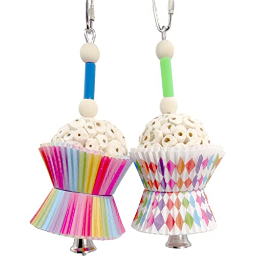 by M&M 1562 Tutu Chew Two - Handcrafted Foraging Avairy Toy, All Natural Air Dried Sola Wood Ball, Bakery Grade Cup Cake Cups, Easy to Shred Great for Small Size Pet Birds - size: Two Tutu