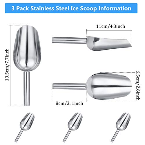 3 Packs 6 Ounce Stainless Steel Ice Scoop Small Metal Food Scoop | Metal Scoop for Home Kitchen Shop Bar Buffet Ice Cube Candy Popcorn Coffee Beans Food Jars Canister