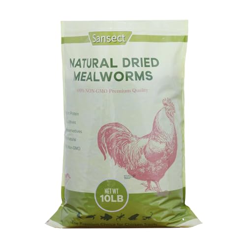 SANSECT 10LB Dried Mealworms for Chickens, Ducks, Wild Birds, Reptile Food | High Protein Treats, 100% Natural, Non-GMO Mealworms for Chickens, Ducks, Turtles and Reptiles and Laying Hens - size: 10 Pound (Pack of 1)