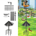 Bird Feeder Pole, 92 Inch Squirrel-Proof Bird Feeder Stand with 8 Hooks, Water Bowl and Mesh Tray, Adjustable Birdhouse Pole, Perfect for Outdoor Garden & Yard - color: Crossbar style