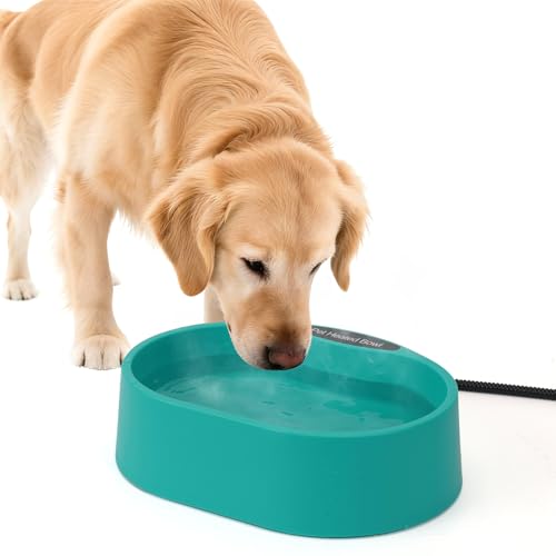 Large Heated Water Bowl for Dogs & Cats Outside, 3.7L Heated Dog Bowl | Heated Dog Water Bowl for Birds,Chicken Water Heater -Keep Water Warm in Winter,35W Thermostatic Control and Anti Chew Cord - size: Oval 3.7 Litres
