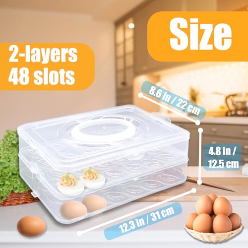 2-Layer Deviled Egg Carrier with Lid,Deviled Egg Trays with Handle,Stack Portable Stackable Trays,Clear Devil Egg Cotainer 48 eggs Holders, for Thanksgiving Day, Easter, Holiday,Parties and Kitchen - style: 2 layer 48eggs