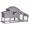 GUTINNEEN Chicken Coop with Wheels Mobile Outdoor Hen House Weatherproof Duck Cage with Large Nesting Box, Leak-Proof Tray, UV-Resistant Roof for 2-4 Chickens (Grey) - color: Grey