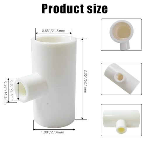 40 Pieces Chicken Waterer PVC Tee Fittings, Automatic Poultry Waterers PVC Fittings for 1/8" FTP Threads, Chicken Water Drinker and Feeder Cups for Poultry Nipples Chicken - size: 40