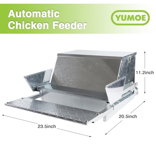 Rat Proof MAX-25Lbs Treadle Chicken Feeder No Waste Poultry Feeder | Weatherproof galvanized metal durable, Rodent-proof design, Reduces feed waste, Well-constructed, Easy setup