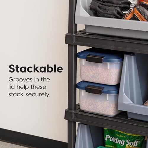 IRIS USA Dog Food Storage Container, 2-Pack, Up to 14 lbs, Navy | Made in the USA, Comes with 2-Cup Sccop, Stacklable, Airtight Seal, BPA-Free, Bird Seed, Cat food, Treats, Keeps Kibble Fresh - color: Navy, size: 14 lbs - 2 Pack