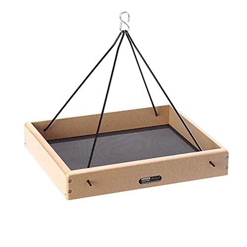 Birds Choice Hanging Tray Bird Feeder | Large, 16in x 13.5in x 2.5in | Collapsible Steel Hanging Rods, Open Platform Welcomes a Variety of Wild Birds, Weather-Resistant Poly Lumber - size: Large