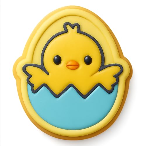 Chibi Chick Peeking from Egg Cookie Cutter & Stamp - 4x3.5
