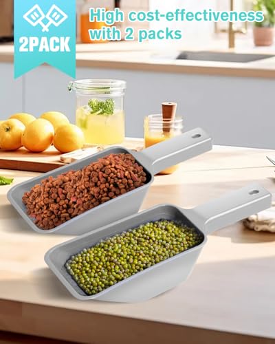 2 Cup Dog Food Scoop(2 Pack), Plastic Pet Food Scoop with Measuring Lines for Accurate Pet Food Portions,Dishwasher Safe (Gray) - color: Gray
