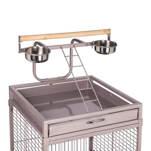 Prevue Pet Playtop Bird Cage Rolling Stand Seed Guards - Blush Finish | Medium Steel Bird Cage with Integrated Playtop, and Perches, Ideal for Conures and Cockatiels - color: Blush, size: 18.0"L x 18.0"W x 57.0"H