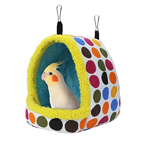 Litewoo Bird Hammock Winter Warm Parrot Nest Bed for Cage Accessory, L | Warm cozy plush, bird house for conure/lovebird/budgie/parakeet/cockatiel, easy to use, reduces stress & keeps warm in winter - color: Large