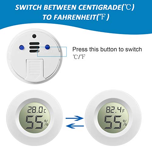 Weewooday 20 Pcs Mini Hygrometer Thermometer Digital LCD Monitor Indoor/Outdoor Room Humidity Meter Temperature Gauge for Greenhouse Garden Reptile Incubator Cellar ℉/℃ (White) - size: White