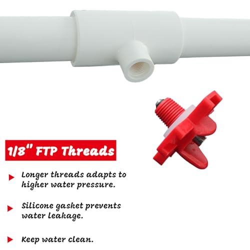 (18 Pack) Horizontal Chicken Waterer Nipples with 1/2'' PVC Tee Fittings for DIY Automatic Chicken Waterering System