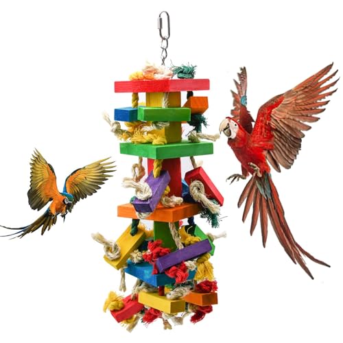 GPY Bird Toys for Parrot, Large Parrot Toys for Cage Macaws Cockatoos | African Grey Parrot Toys for Cage, Natural Wood Bird Toy for Chewers, Large Bird Cage Toys for Macaw Cockatoos - color: Colorful
