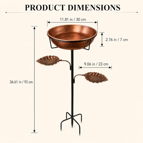 Bird Bath for Outdoor - 3" Deep Garden Metal Bird Bath with Removable Bowl Heavy-Duty Base,Winter Birdbath Feeder Rust-Proof Birdbaths for Garden Yard Lawn Decor,Easy to Clean Birdbaths(Bronze)
