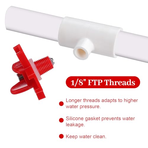 24 Pack Horizontal Chicken Water Nipples with 1/2'' PVC Tee Fittings Automatic Chicken Water Feeder Easy Install Chickens Nipples Waterer Horizontal Side Mount Poultry Nipple Waterer
