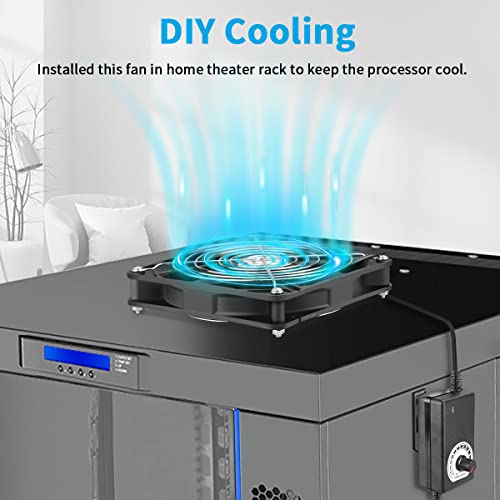 Wathai 140mm AC Fan 110V 120V Variable Speed for Reptile Cabinet Cooling | Variable speed 140x25mm AC plug fan delivers 105 CFM airflow. Ideal ventilation for DIY biltong box, reptile cage cabinet - size: 140mm