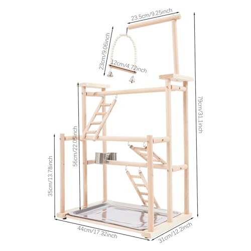 Premium Parrot Play Stand - Large Bird Gym Activity Center for Macaws, Cockatoos, African Greys, Indoor Outdoor Playground