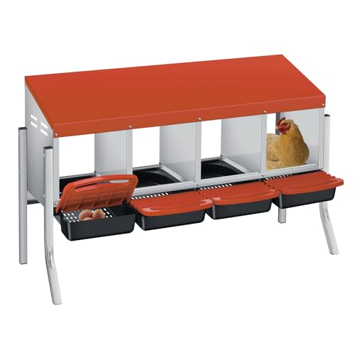 Chicken Nesting Boxes with Cleanable Pull-Out Trays, 4-Hole Wall Mount Roll Away Nest for Easy Cleaning & Egg Collection - size: 4 holes with legs
