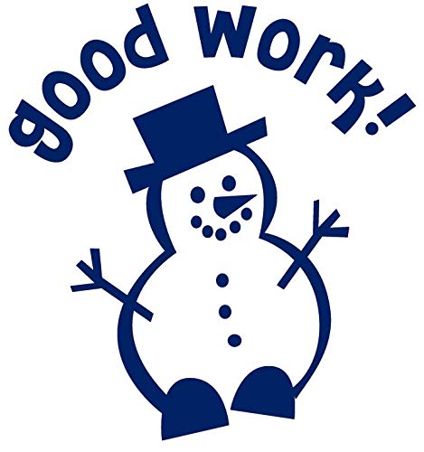 Infusion Round Teacher Stamp, Holiday, 3/4'' Self-Inking Rubber Stamp - Good Work Snowman - Navy Blue Ink - color: Good Work Snowman