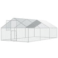 UDPATIO Large Metal Chicken Coop Run House, Walk in Heavy Duty Outdoor Enclosure w/Cover for 30+ Chickens, Ducks, Rabbits - Predator Proof Poultry Pen Habitat Hutch | Double Feed Door UV-Resistant Cover Galvanized Frame Outdoor Cage for Bird Duck Rabbit H