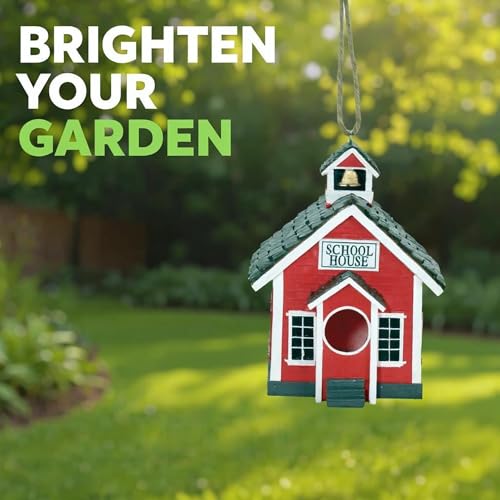 Spoontiques - Birdhouse - Garden Décor - Decorative Bird House for Yard and Garden Decoration - Hanging Novelty for Outdoor Patio - School House Birdhouse - color: School House