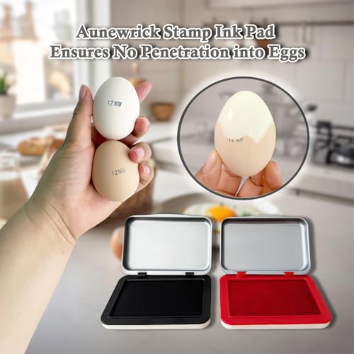 Egg Date Marking Stamp Ink Pad, 2.95 x 2.16 inches, for Fresh Eggs (RED&Black) - color: Red&black