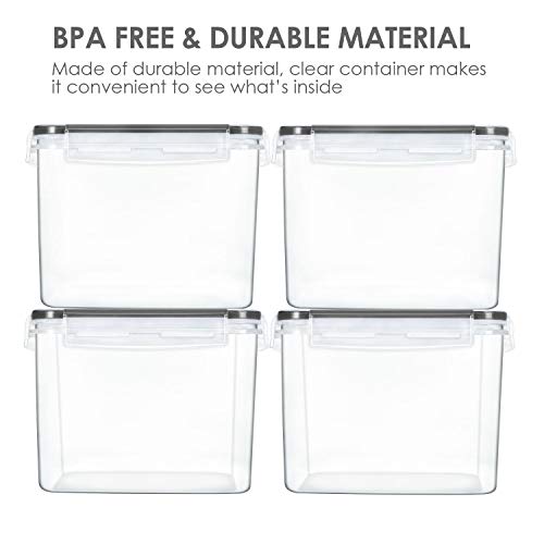 Vtopmart 3.6L Food Storage Containers, 4 PCS, Black | Airtight Seal, BPA Free, Food Grade Material, Dishwasher Safe (Not Lids), 4 Measuring Cups, 24 Labels - color: Black, size: 3.6L