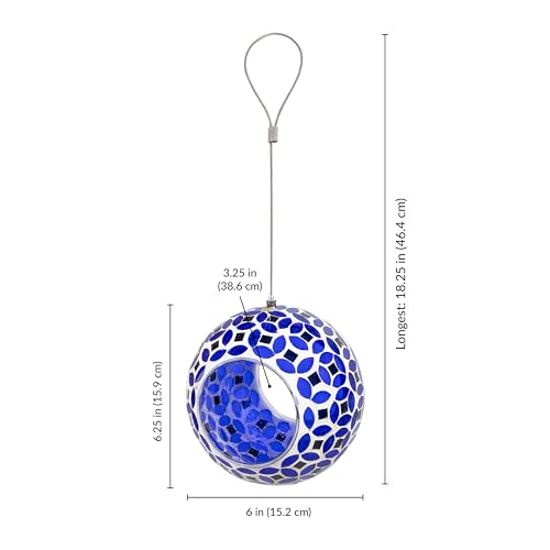Sunnydaze Mosaic Glass Bird Feeder, Fly-Through, Lavender Mosaic | 6" Small Unique Hanging Bird Feeder for Outdoors, Drainage Hole, Weather-Resistant, Birdfeeder for Cardinals, Jays, & Finches - color: Lavender Mosaic