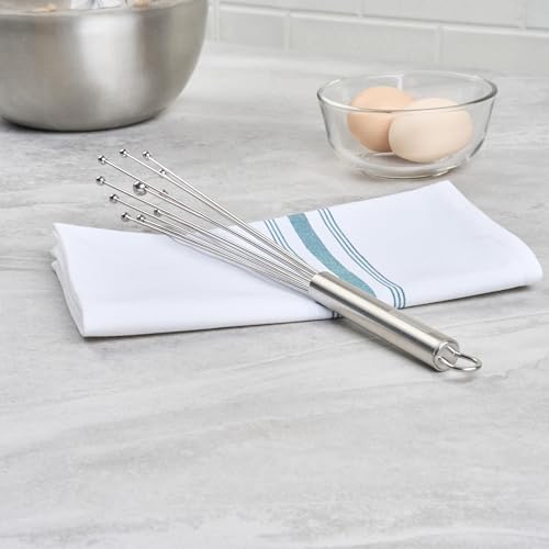 Restaurantware 12.5 in Stainless Steel Ball Whisk - German Standard Egg Beater with Ergonomic Handle, Dishwasher Safe - Manual Mixer Cooking Whisk for Baking, Stirring, Sauces, Beating - color: Ball Whisk, size: 12 1/2"