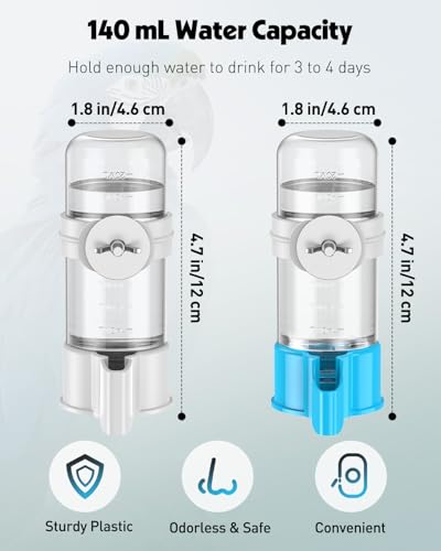Pawfly 2 Pcs Bird Water Dispenser, Automatic Bird Water Feeder, Plastic Bird Cage Water Dispenser, White&Blue Parrot Waterer for Parakeet Cockatiel Budgie Lovebirds (Not Fit for Food Feeding) - color: White&Blue, size: 2 PC
