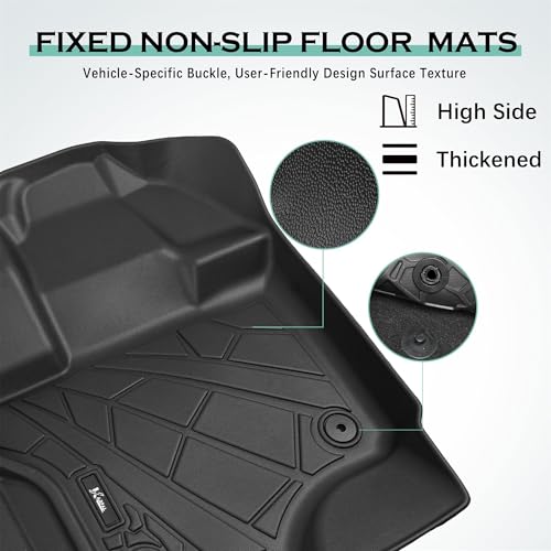 KARPAL Floor Mats for 2015-2025 2026 Ford F-150 SuperCrew (Includes 2022-2026 Lightning), Custom Fit TPE All Weather Ford F150 Accessories 1st & 2nd Row Floor Liner