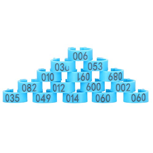 8mm Pigeon Leg Bands 0-100 Numbers Chicken Identification Leg Bands for Bantam Finch Dove Lovebird Coturnix Quail (Blue) - color: Blue