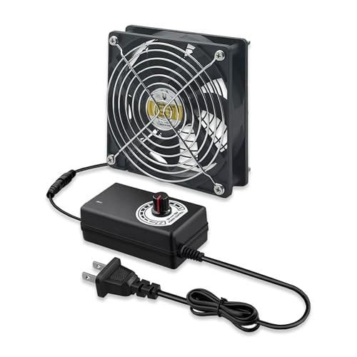 Computer Fan with AC Plug 120mm 12V DC Brushless Cooling Fan | AC 100V-240V Speed Control, for Cabinet Case Chassis Server Workstation Amplifier Xbox Pet Box Greenhouse Cooling - style: 4.72inx1in